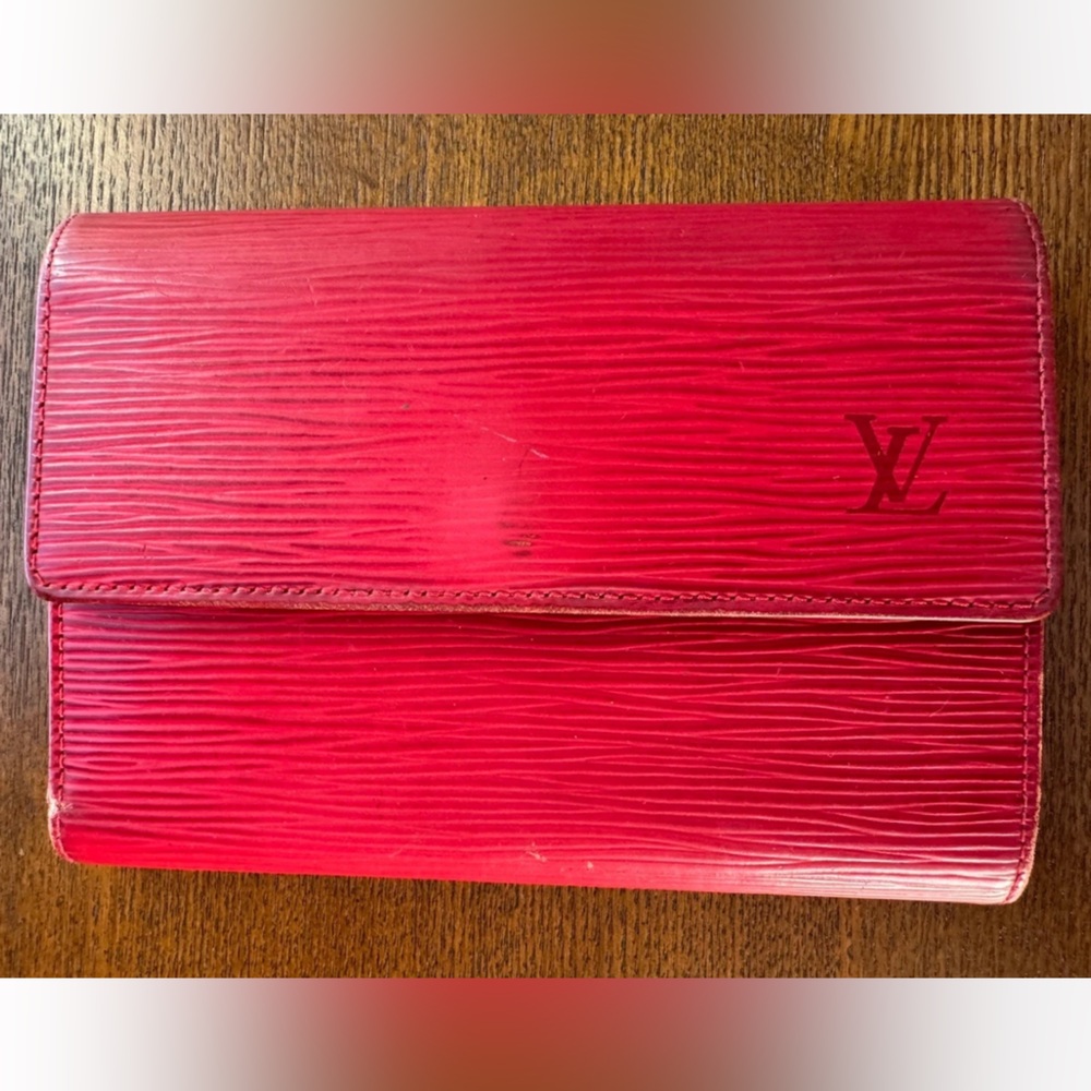 Louis Vuitton Vintage Red Epi Wallet  W/COA